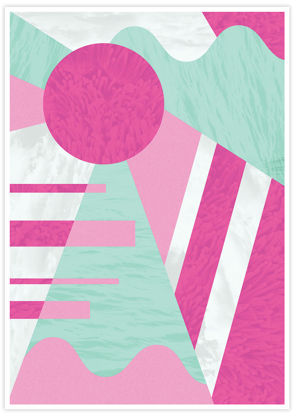 Neon Coral Retro 80s Print