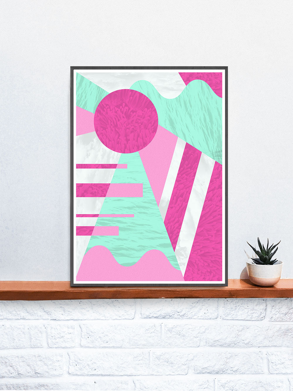 Neon Coral Retro 80s Print