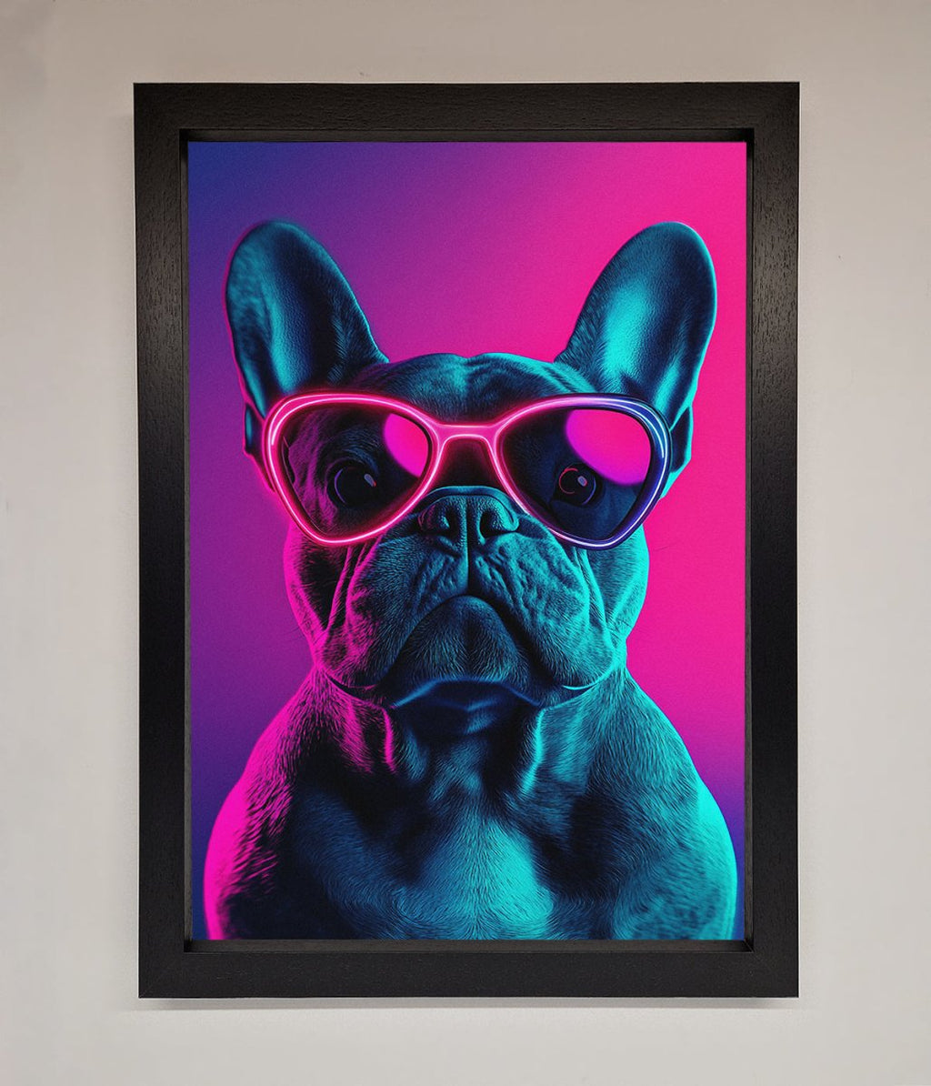 Neon French Bulldog Framed Wall Art