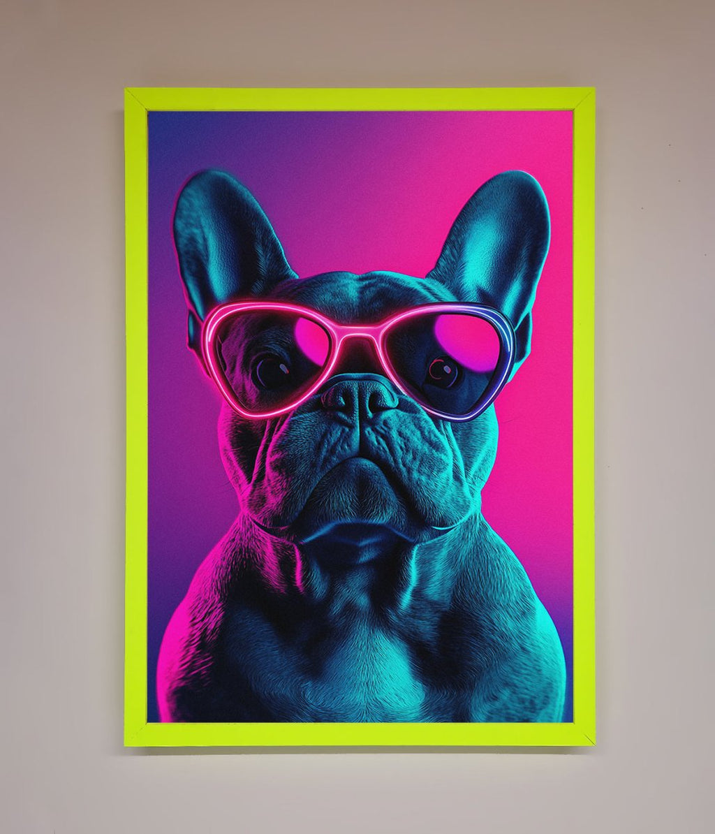 Neon French Bulldog Framed Wall Art