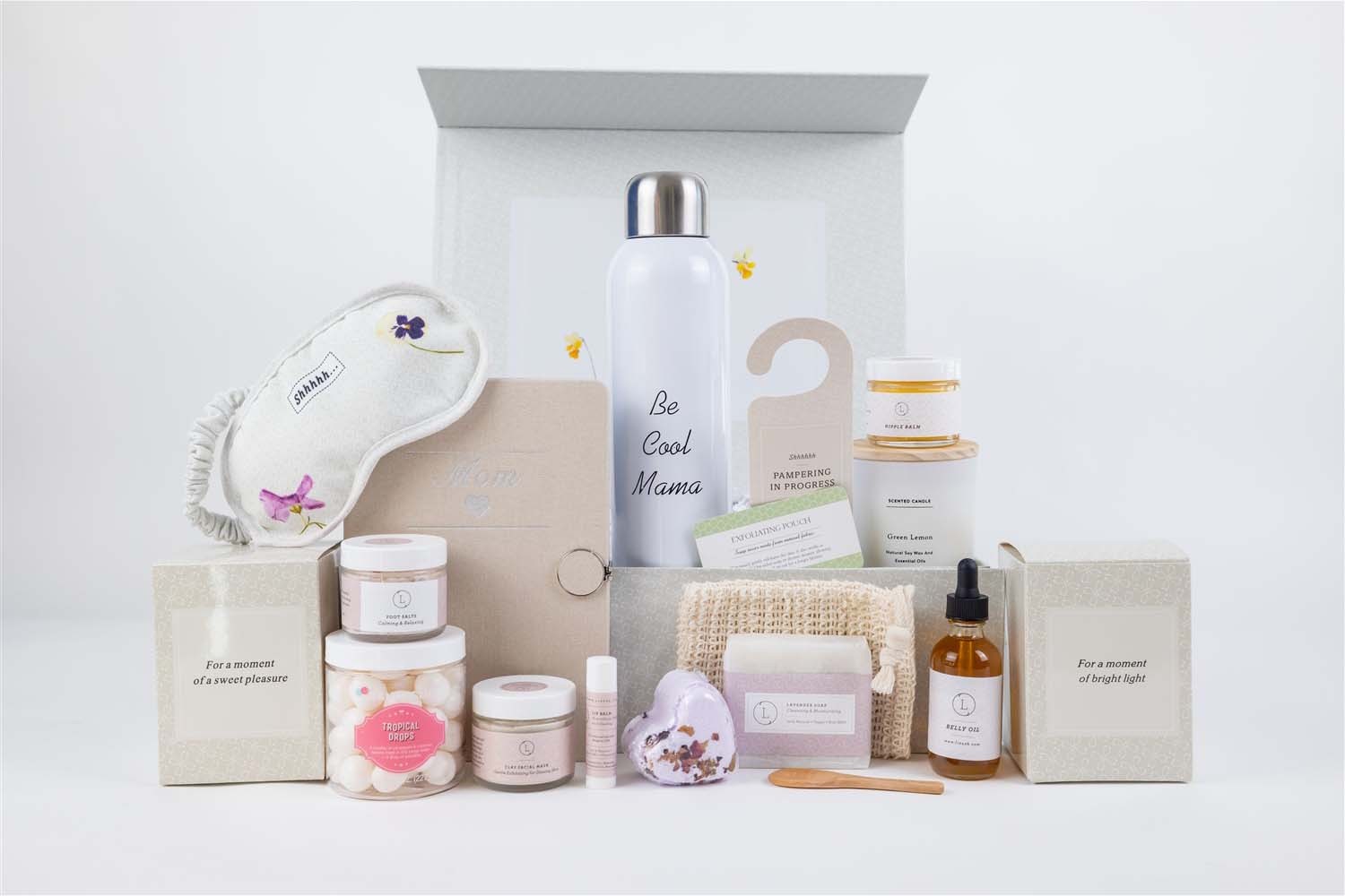 Pampering Natural Skincare Gift Set of 14 Items for New Mom