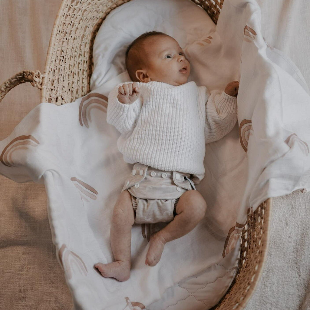 Newborn Reusable Cloth Nappy in Rainbow Oatmeal