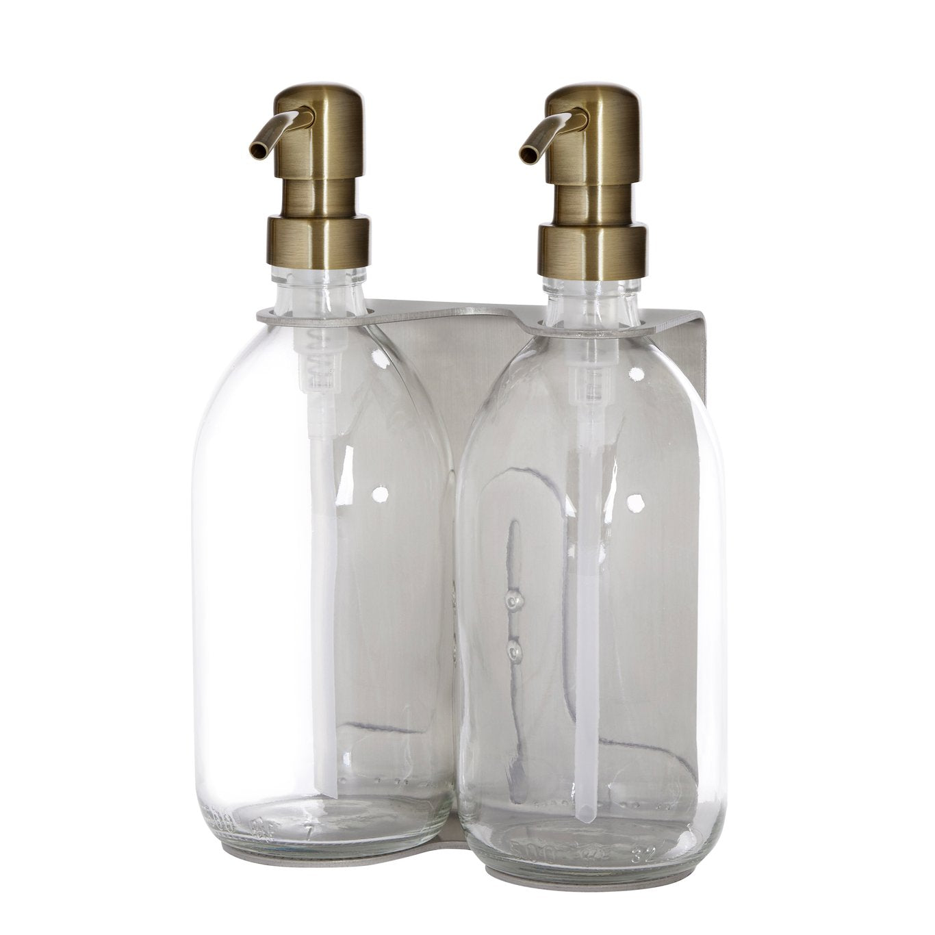 Nickel Double Wall Mounted Soap Dispenser