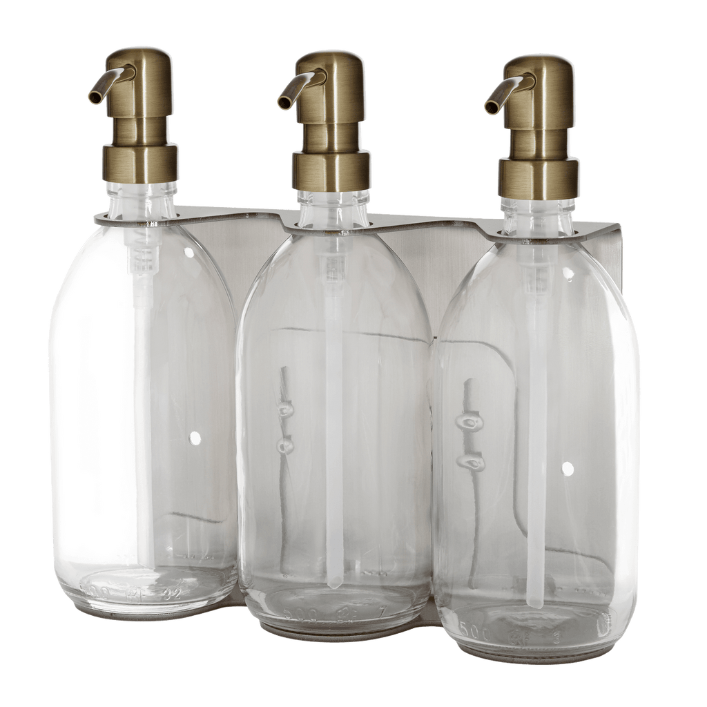 Nickel Triple Wall Mounted Soap Dispenser