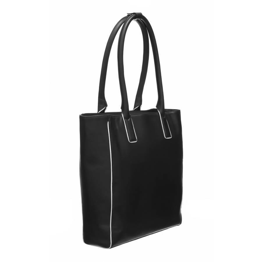 Black Soft Leather Piped Leather Day Tote - Brix and Bailey® - Contemporary Bag, Watch and Accessory Brand