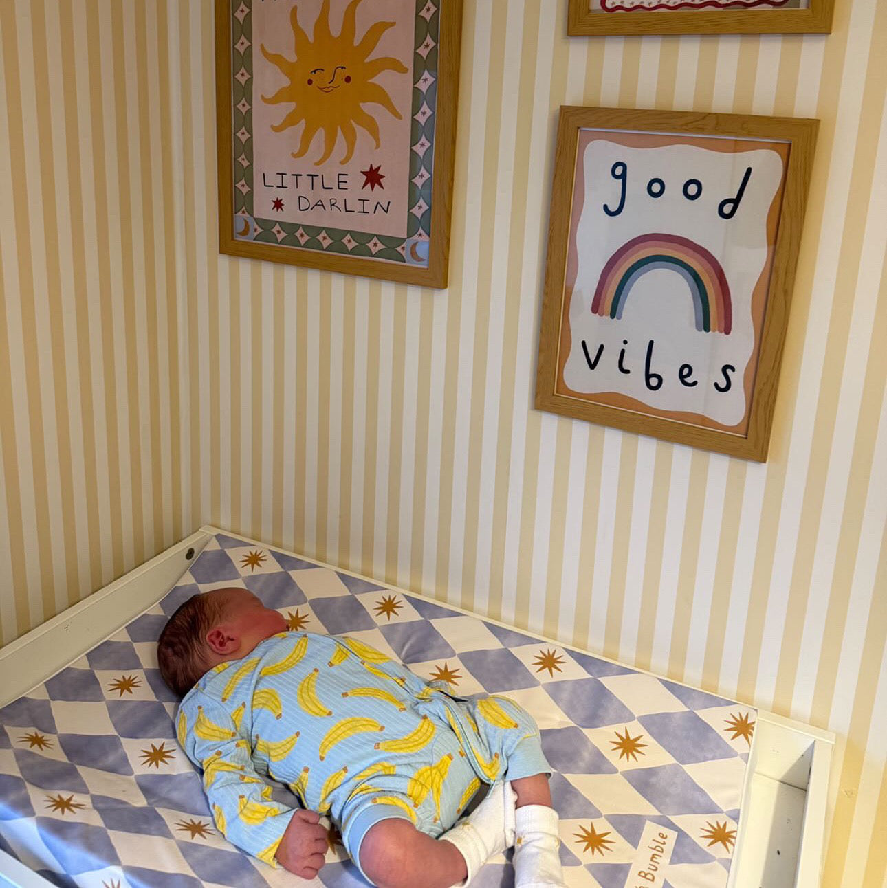 Anti-Roll Wedge Baby Changing Mat - Blue Harlequin