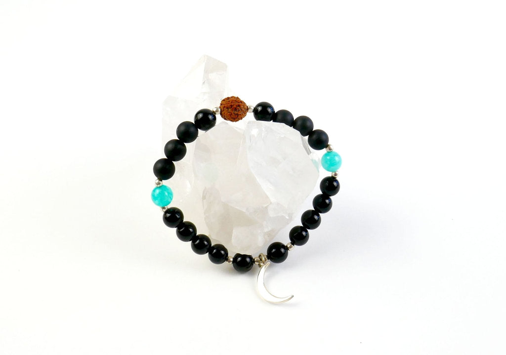 NYX Japa Mala Bracelet - Obsidian and Quartz