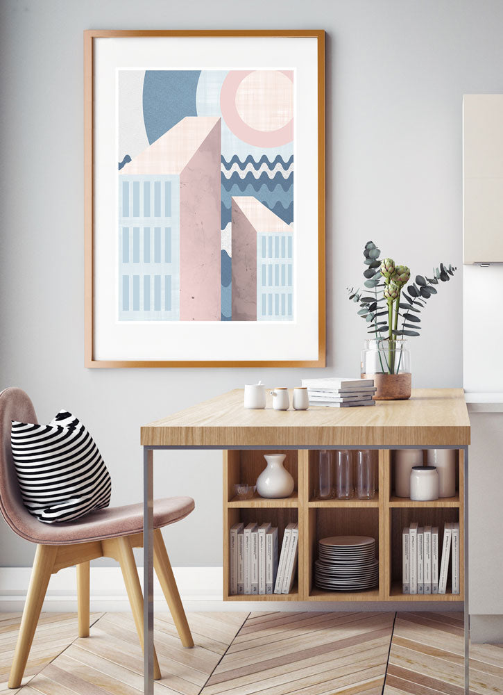Seaside Hotel Illustration Art Print