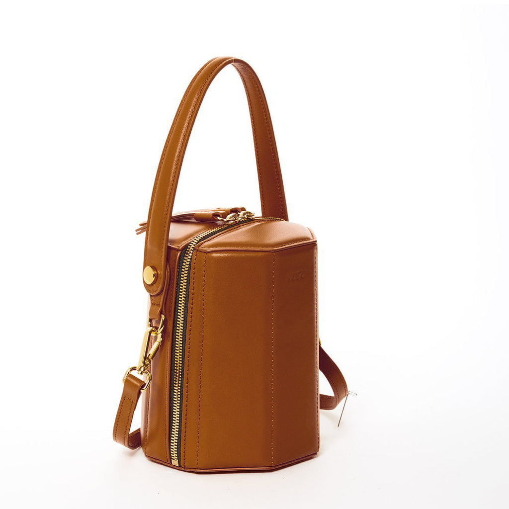 Brown Leather Bucket Bag Small Crossbody Purse
