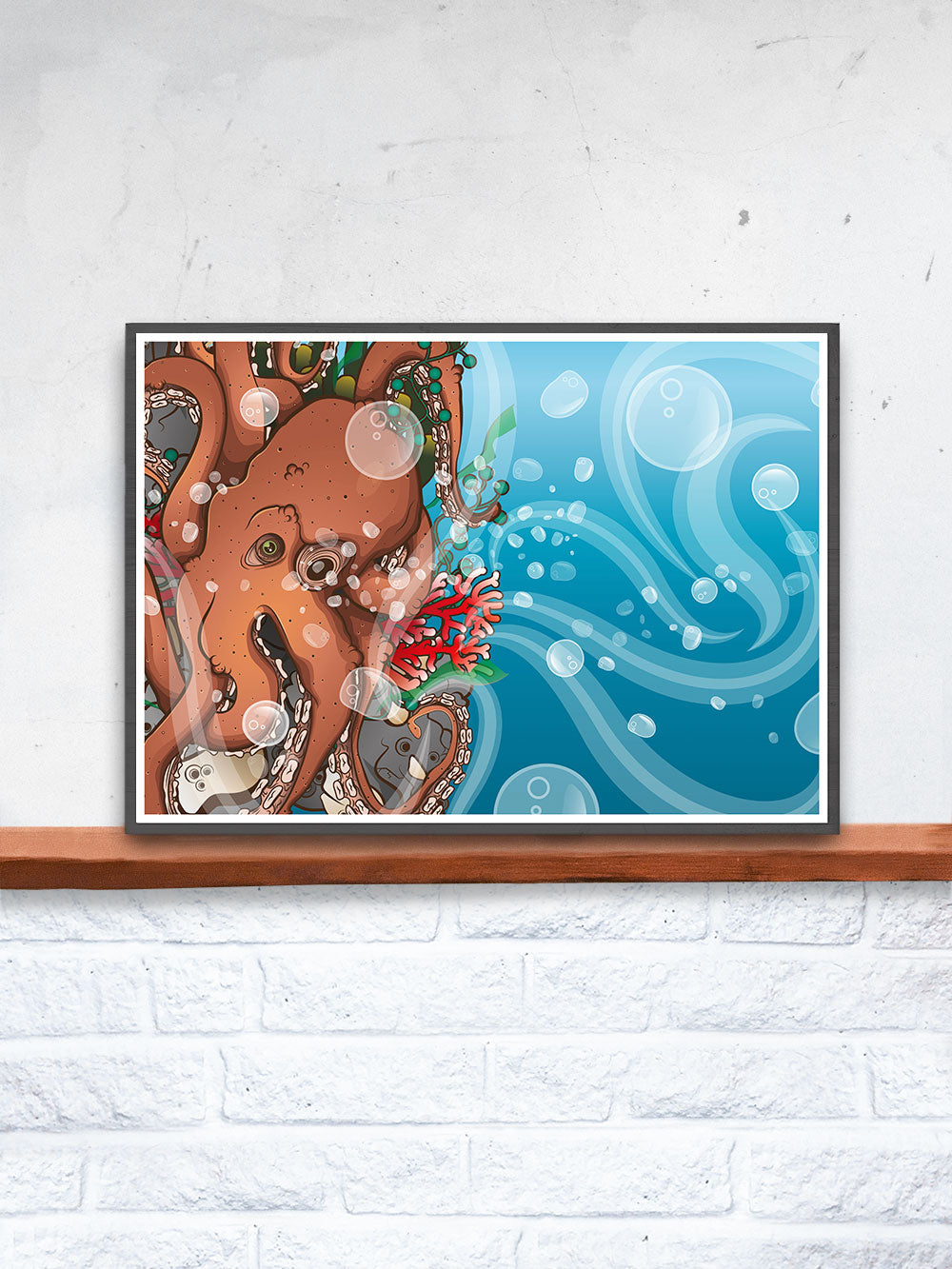 Octopus Waves Sea Creature Print