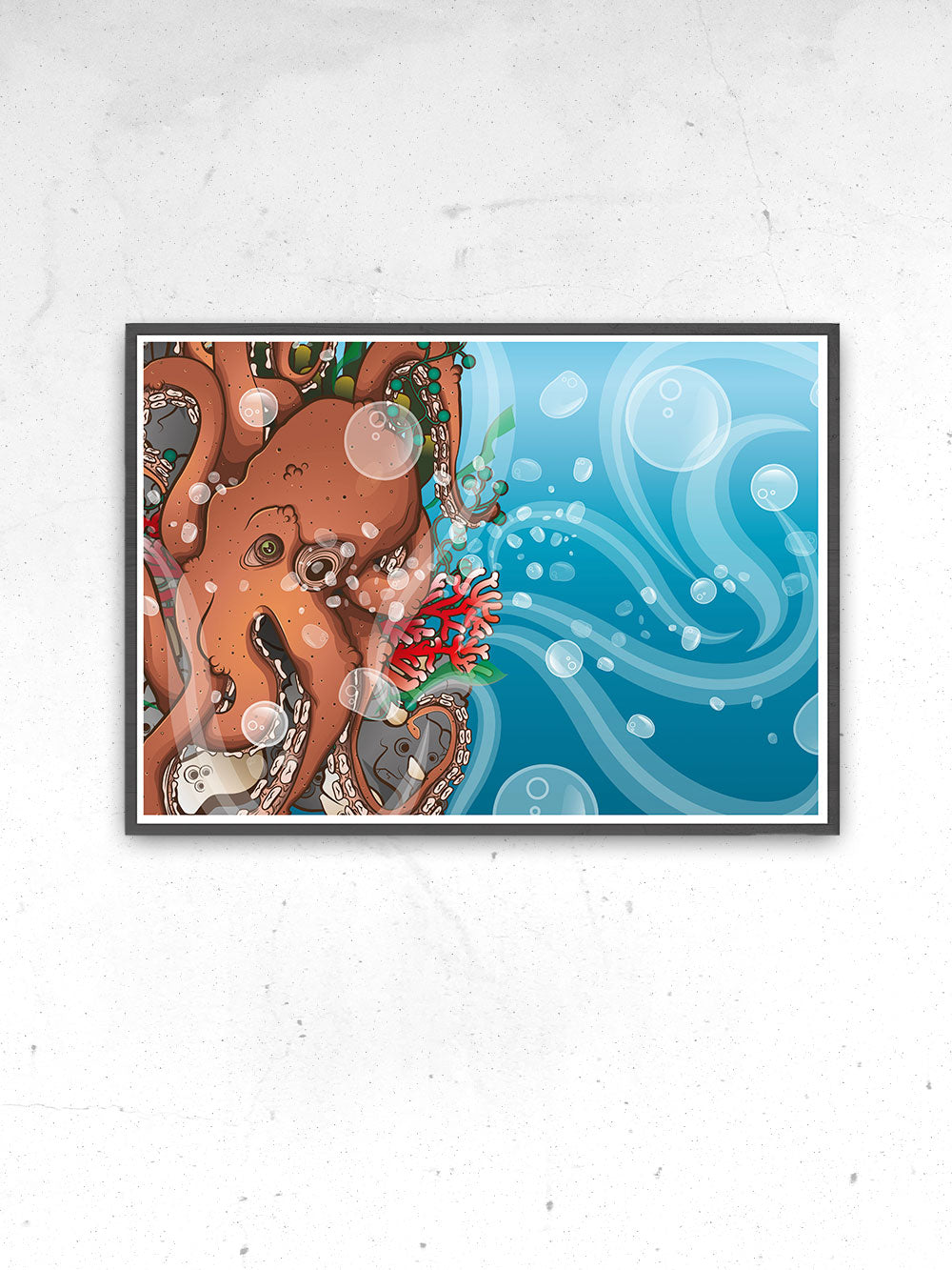 Octopus Waves Sea Creature Print