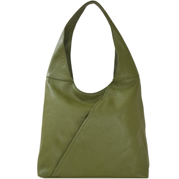 Olive Green Zip Leather Shoulder Hobo Bag Brix and Bailey Ethical Leather Bag