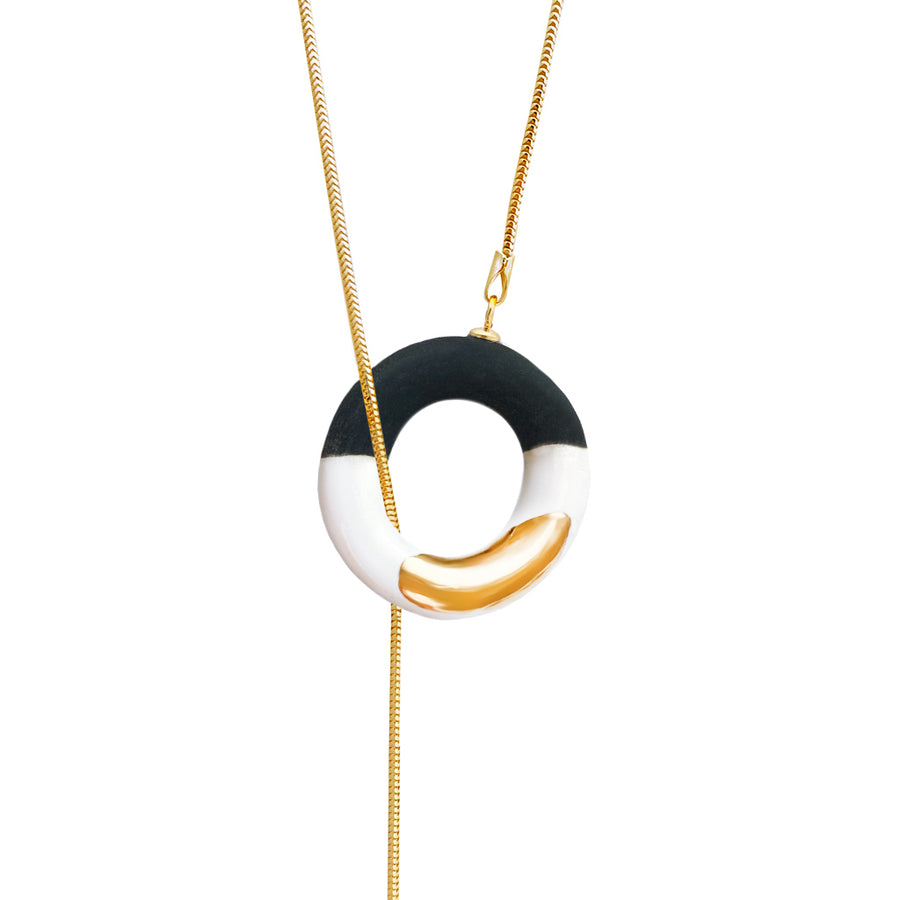 OM Choker Necklace – Spiritual Elegance with 24K Gold Detail by SCULP at www.brixbailey.com