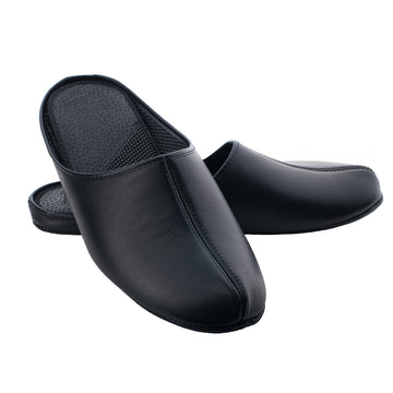 Classic Leather Indoor Slippers for Men - Handmade & Durable by Omaking at brixbailey.com