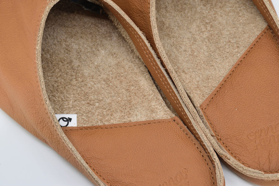 Eco-Friendly Handmade Leather Slippers – Comfort & Durability by Omaking at brixbailey.com