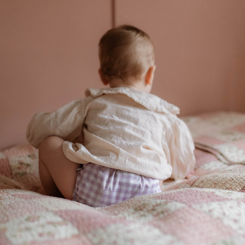 Lilac Gingham One Size Reusable Cloth Nappy