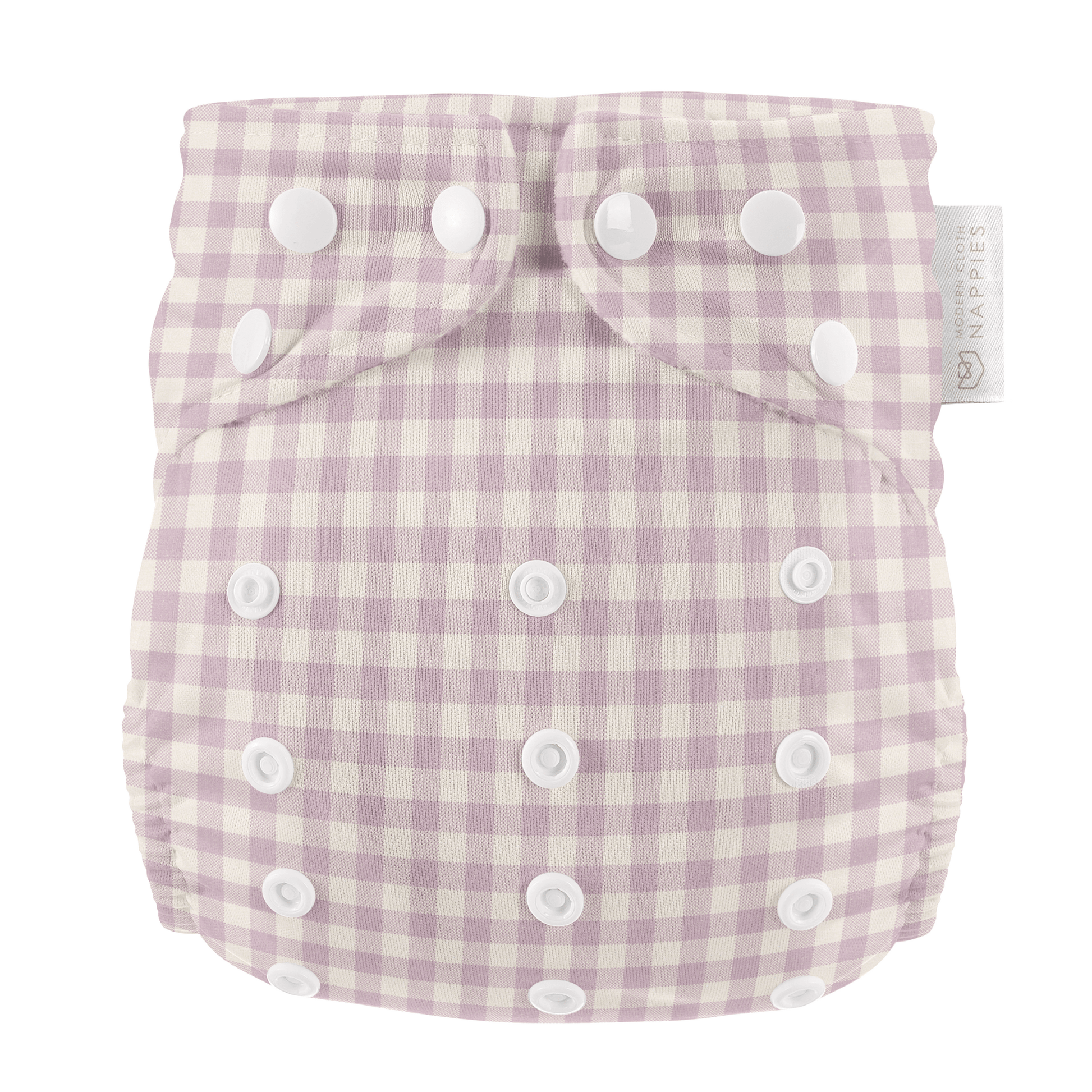 Lilac Gingham One Size Reusable Cloth Nappy