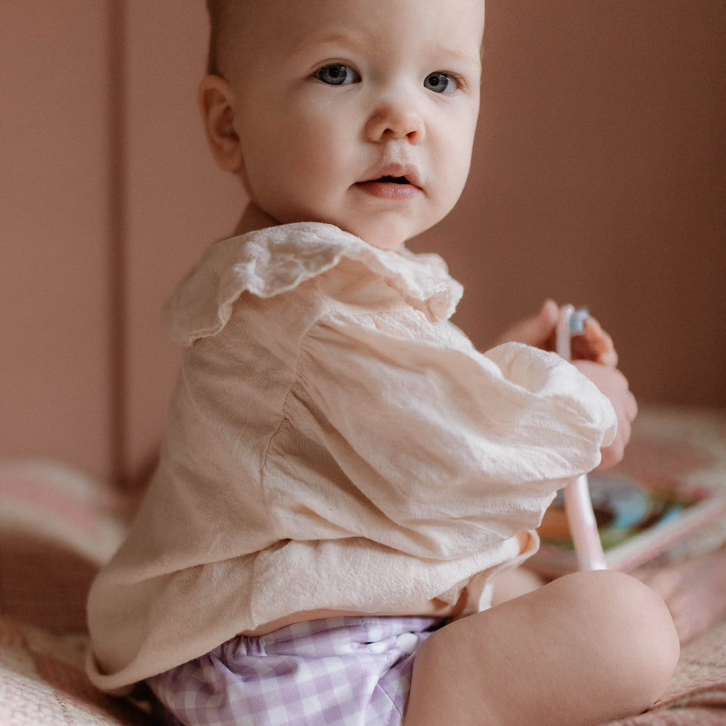 Lilac Gingham One Size Reusable Cloth Nappy