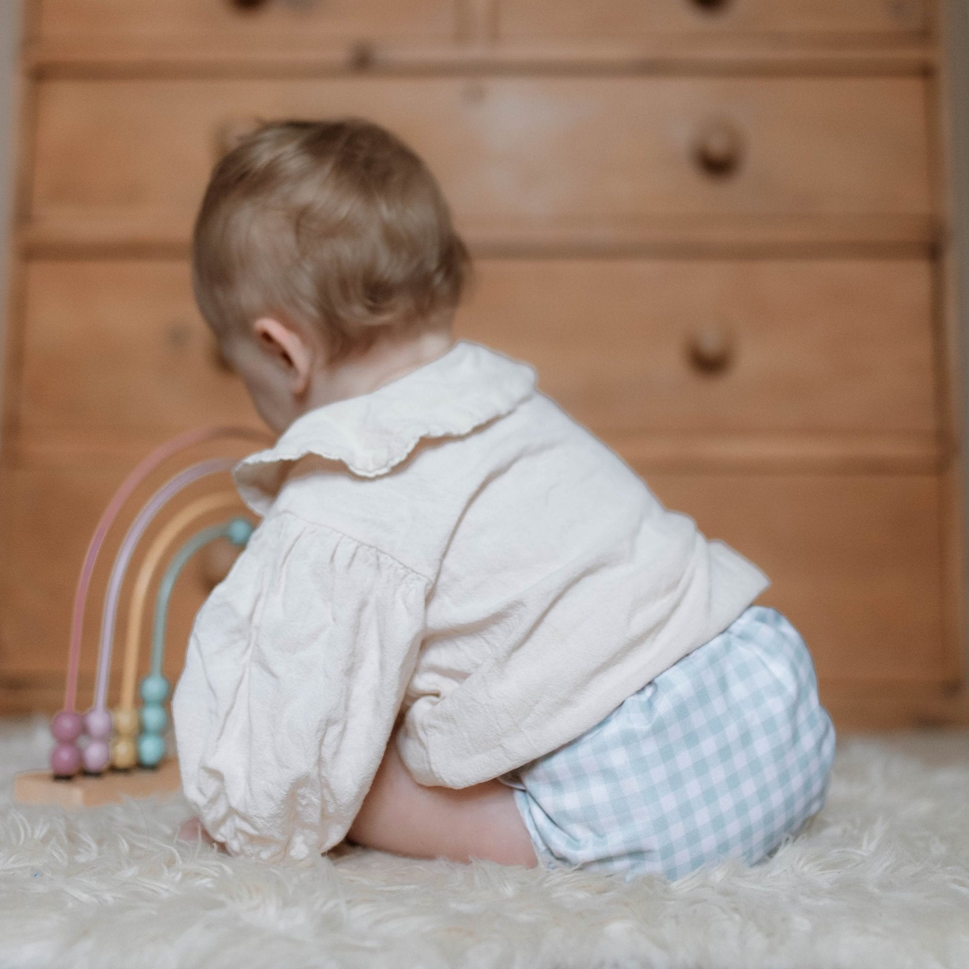 One Size Reusable Cloth Nappy in Sage Gingham