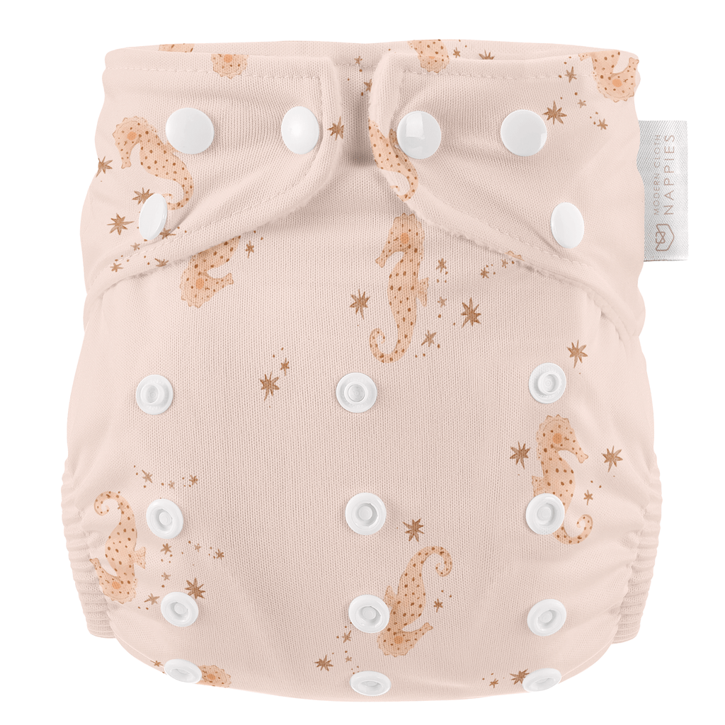 One Size Baby to Toddler Reusable Swim Nappy in Seahorse Snuggles