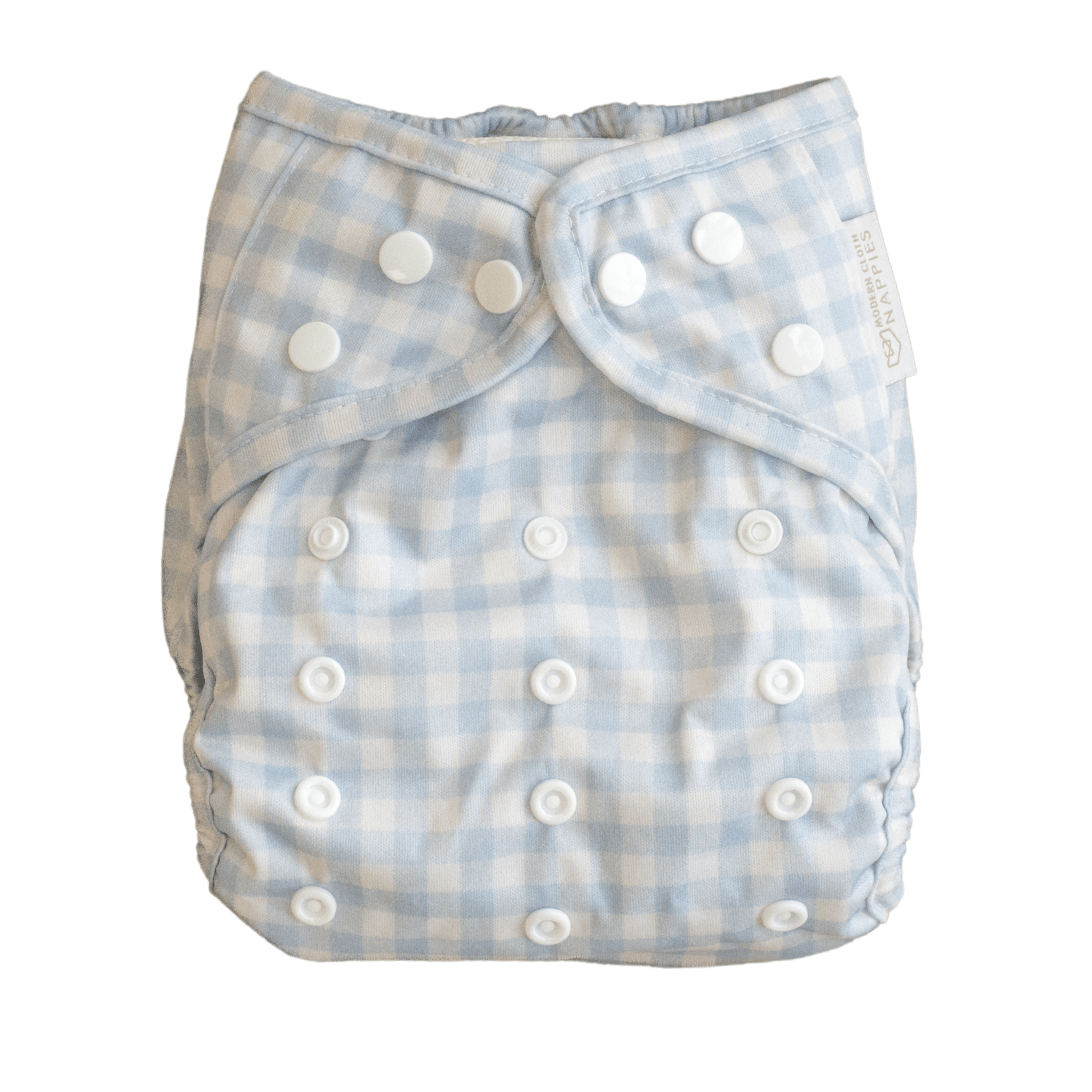 One Size Reusable Cloth Nappy Wrap in Blue Gingham