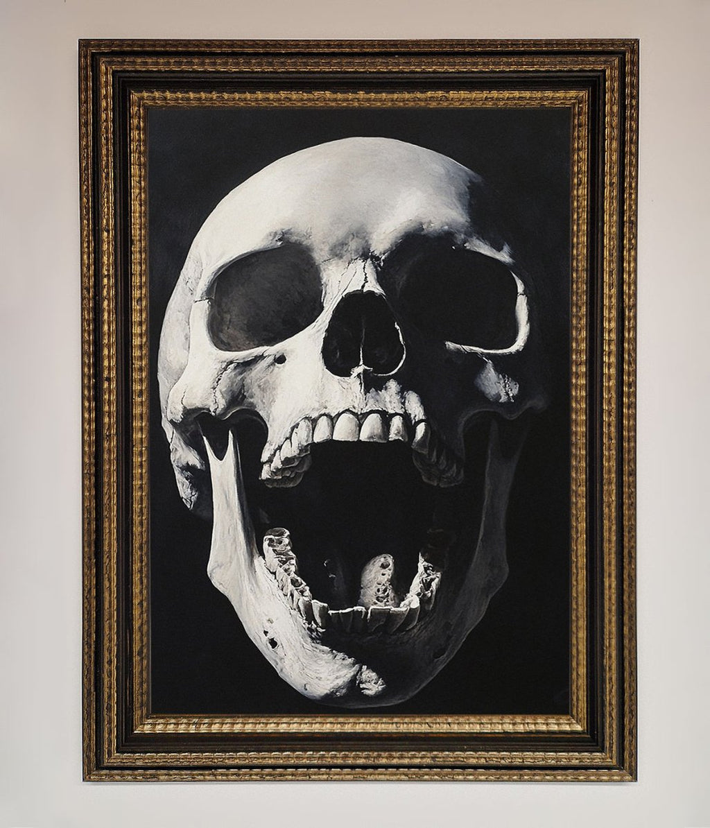 Open Mouth Skull Framed Poster
