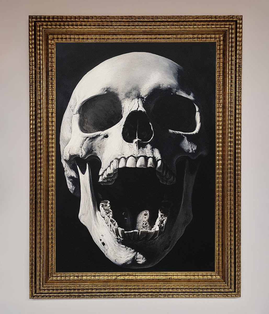 Open Mouth Skull Framed Poster