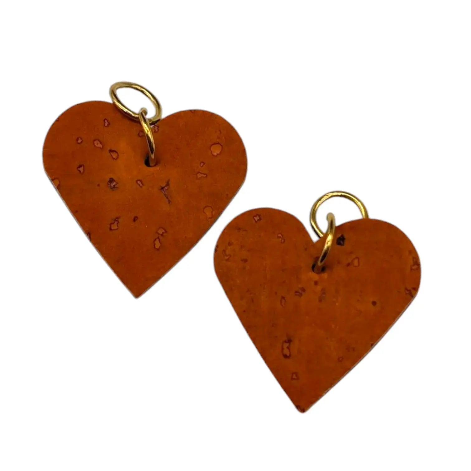 Orange and navy mini heart cork charms
