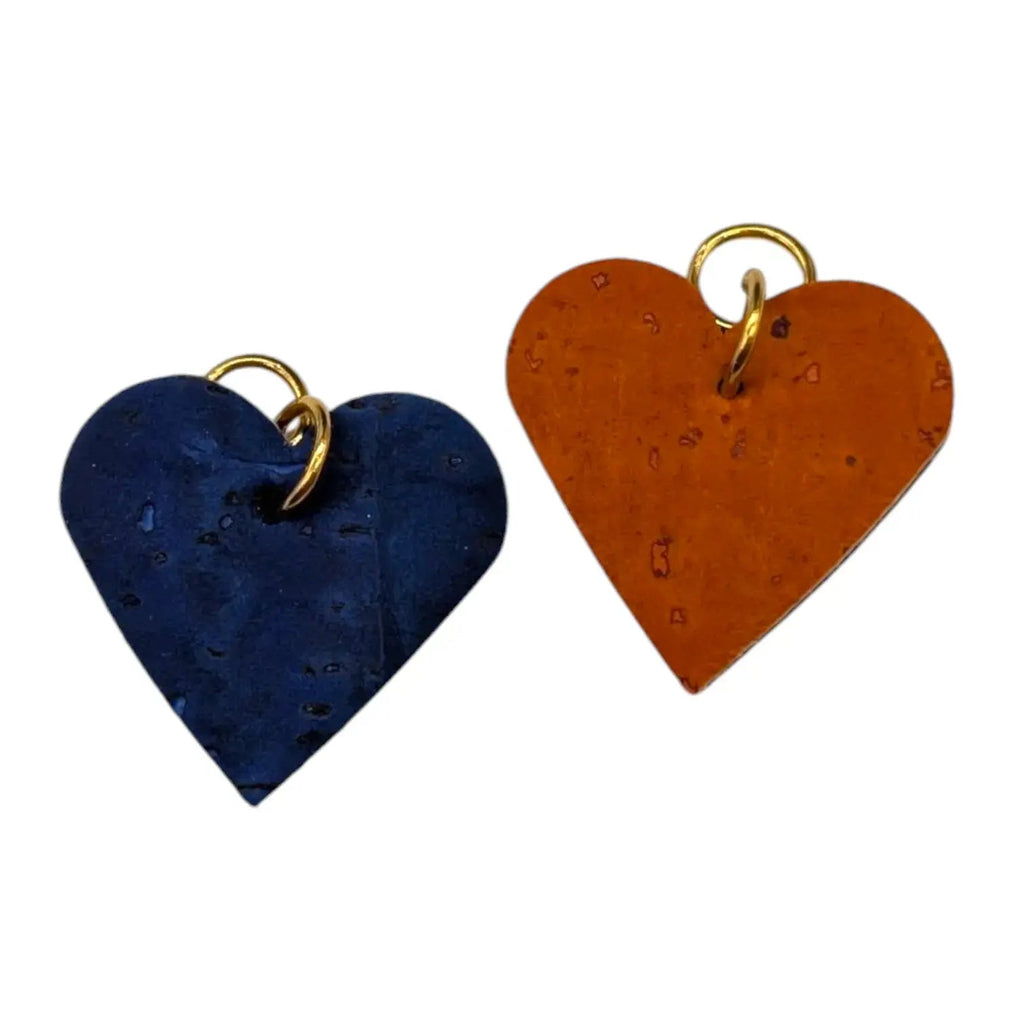 Orange and navy mini heart cork charms