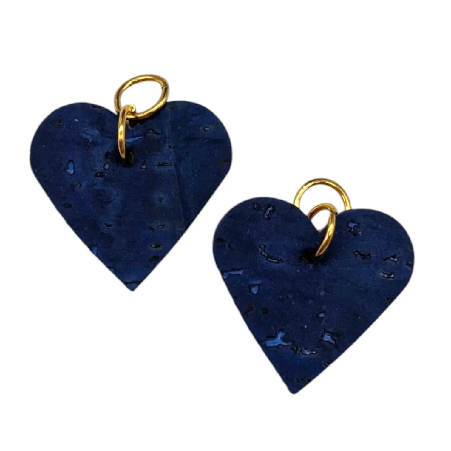 Orange and navy mini heart cork charms