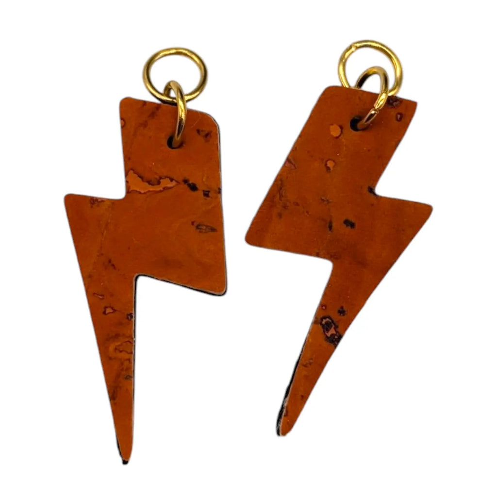 Orange and navy mini lightning bolt cork charms