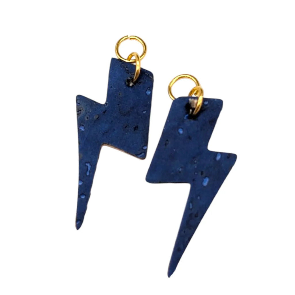 Orange and navy mini lightning bolt cork charms