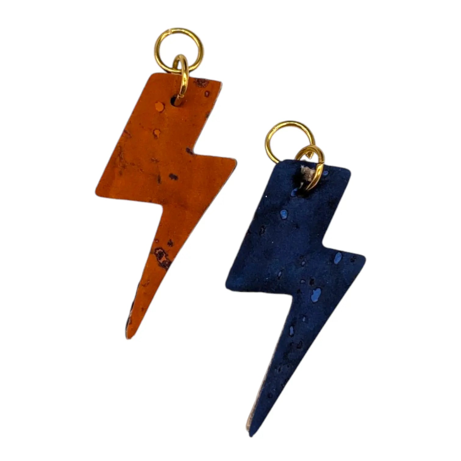 Orange and navy mini lightning bolt cork charms