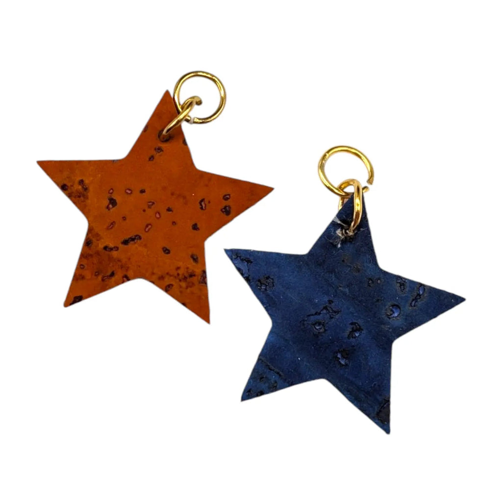 Orange and navy mini star cork charms