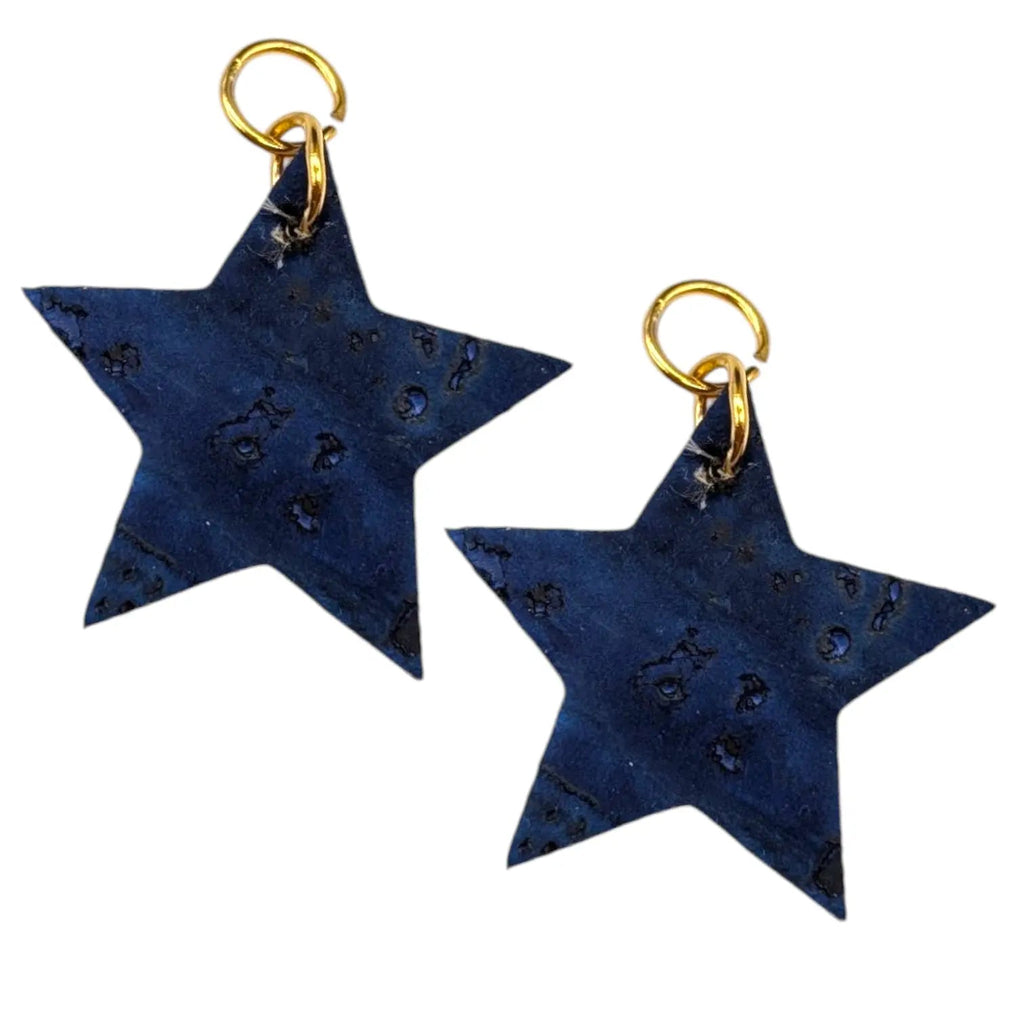 Orange and navy mini star cork charms