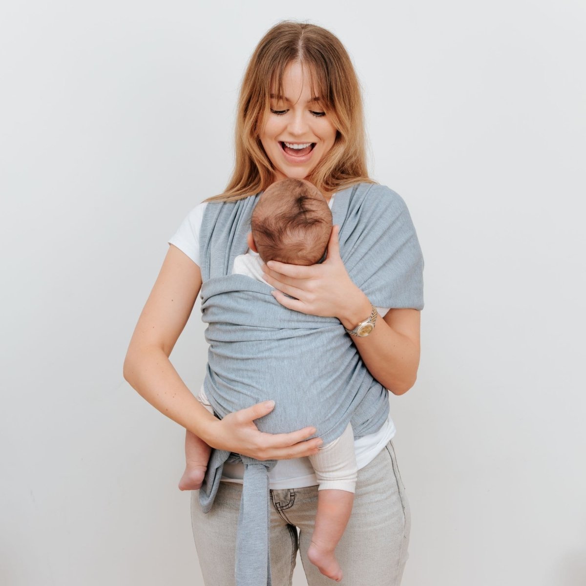 Organic Baby Wrap Carrier in Grey Melange
