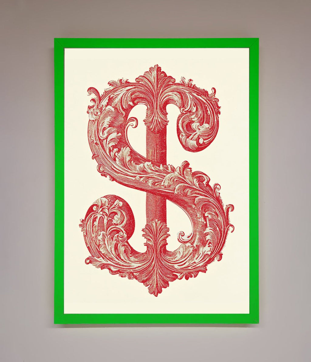 Ornate Dollar Cash Art Framed Print
