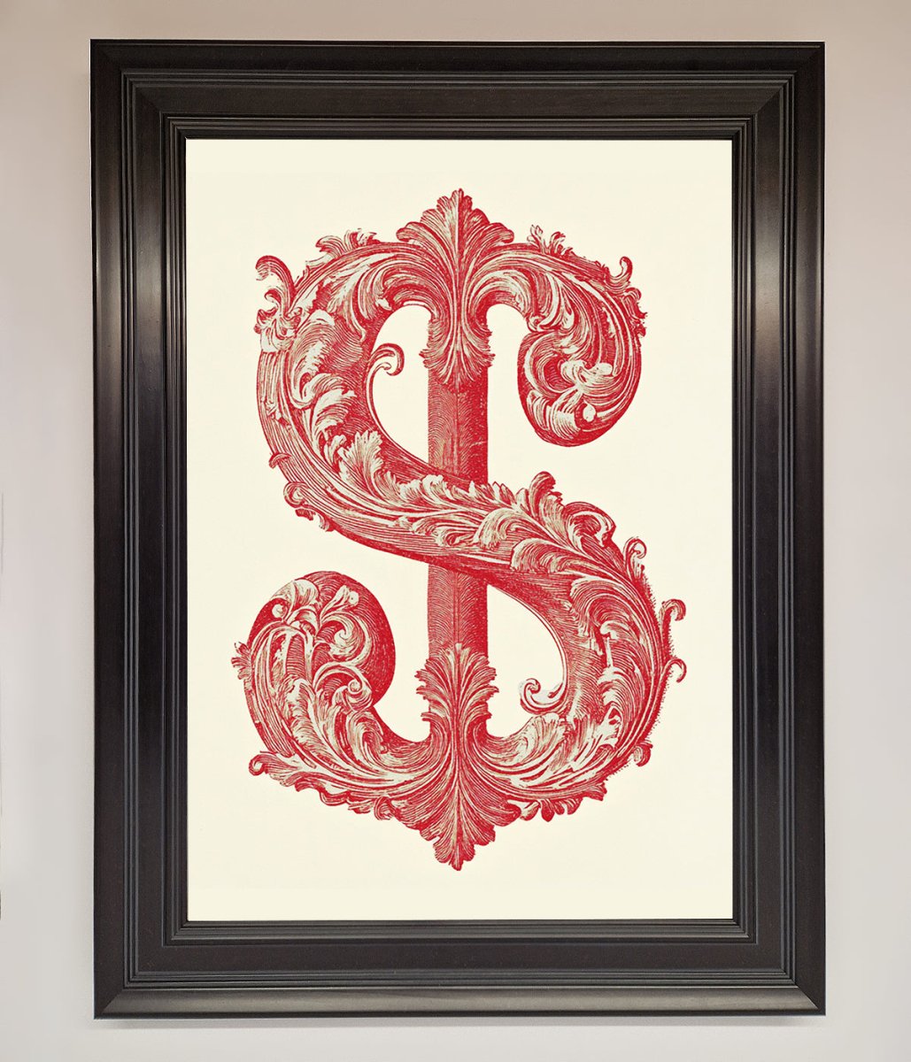 Ornate Dollar Cash Art Framed Print