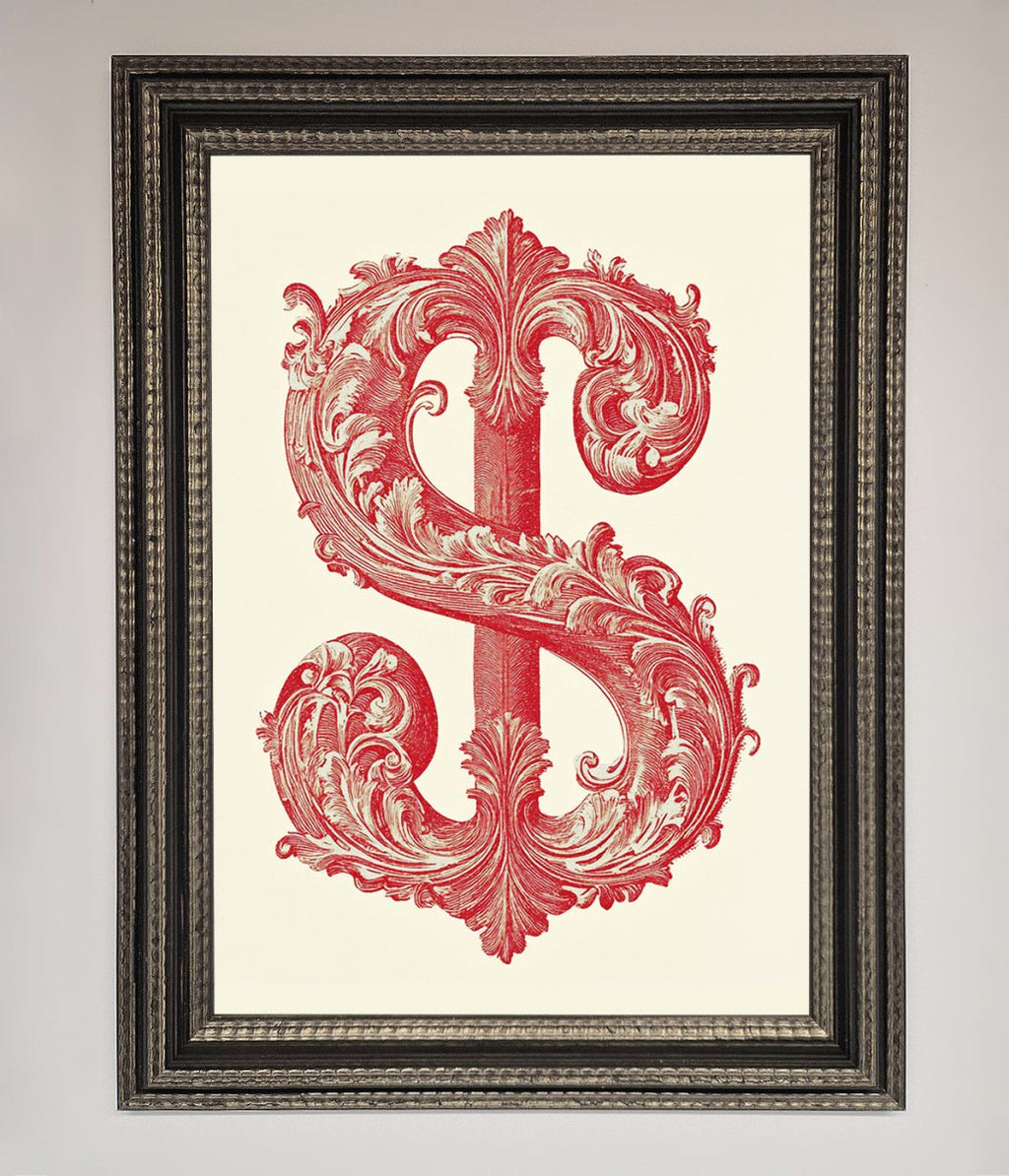 Ornate Dollar Cash Art Framed Print