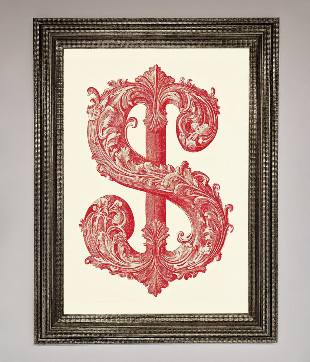 Ornate Dollar Cash Art Framed Print