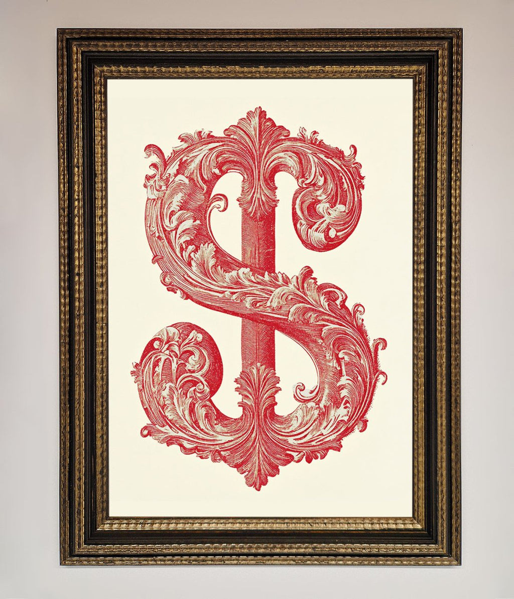Ornate Dollar Cash Art Framed Print