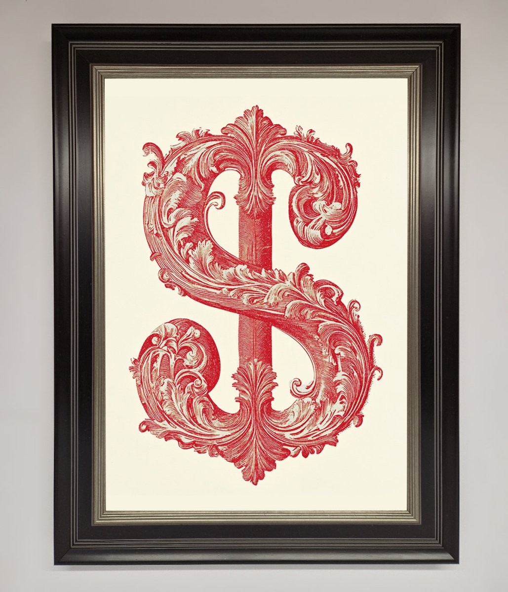 Ornate Dollar Cash Art Framed Print