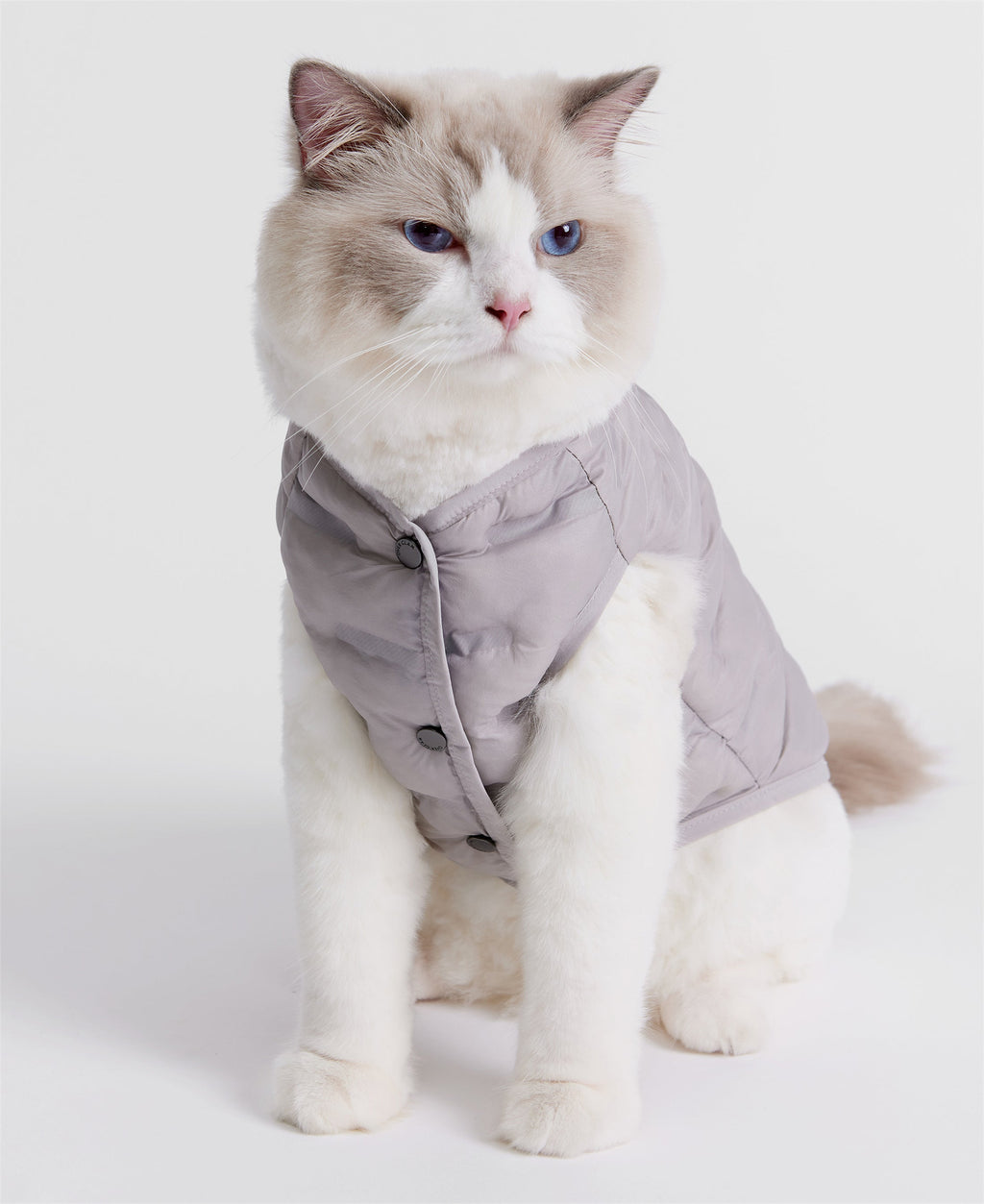 Sleeveless Button Up Puffer Jacket