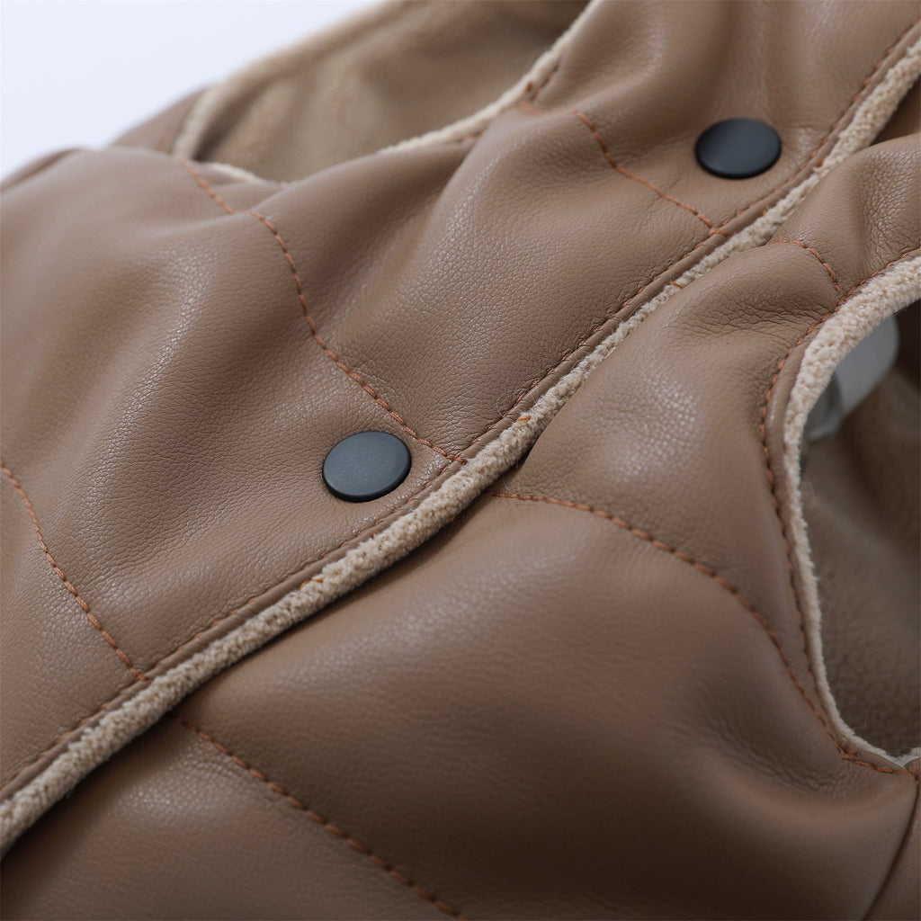 Sleeveless Leather Jacket with Harness Detail