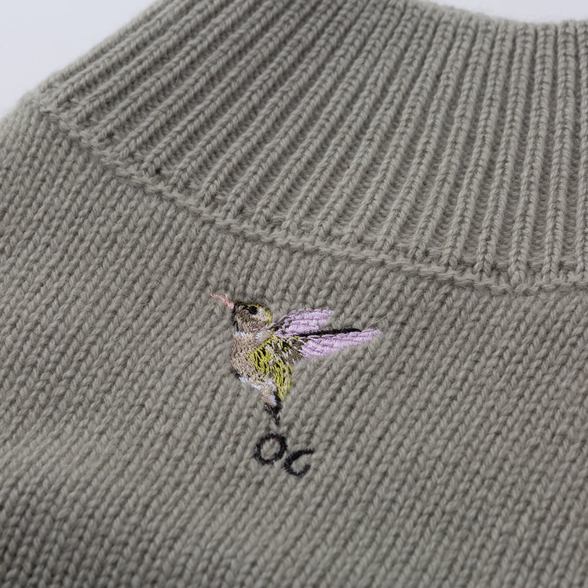 Turtleneck Long Sleeve Jumper with Embroidered Bird