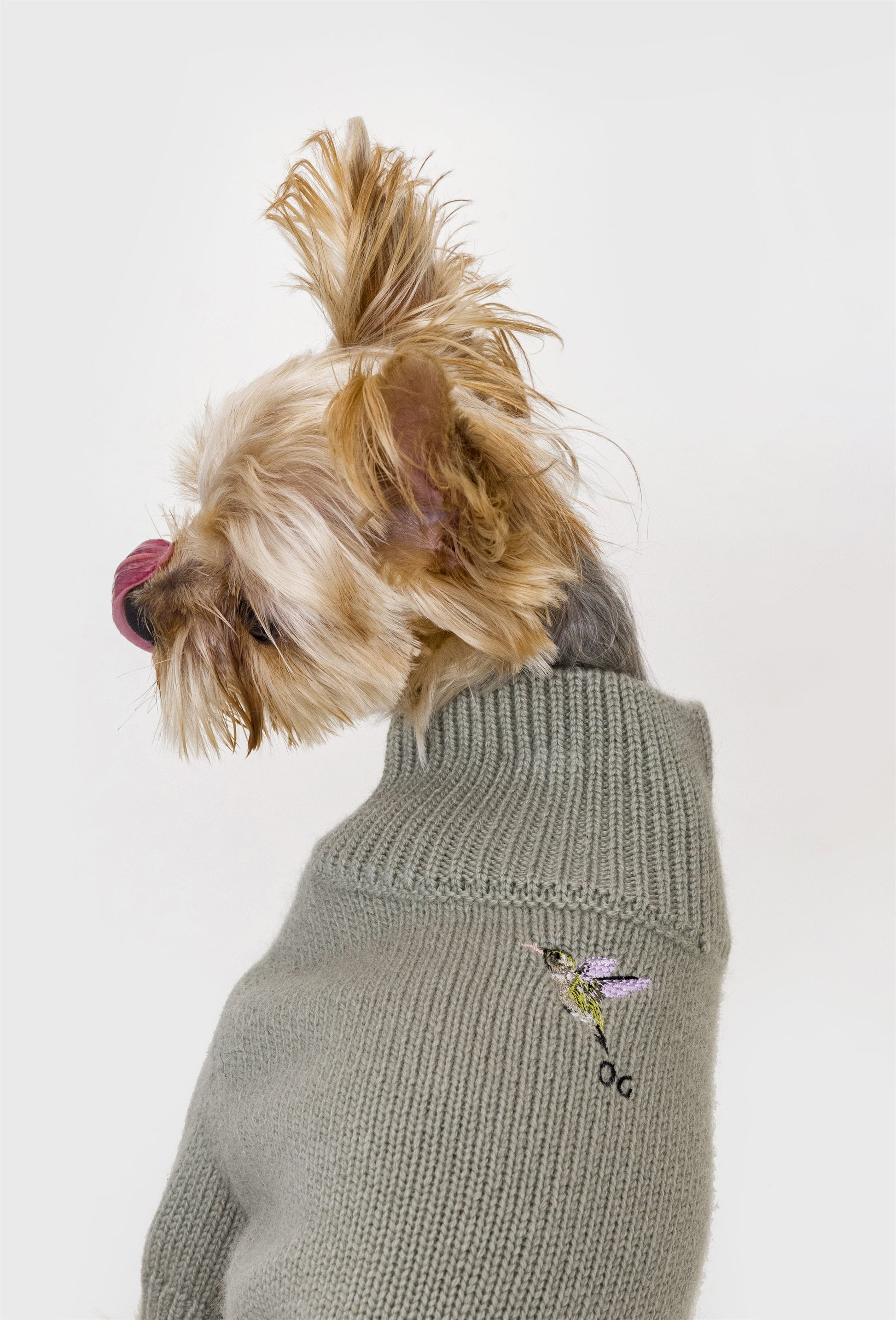 Turtleneck Long Sleeve Jumper with Embroidered Bird