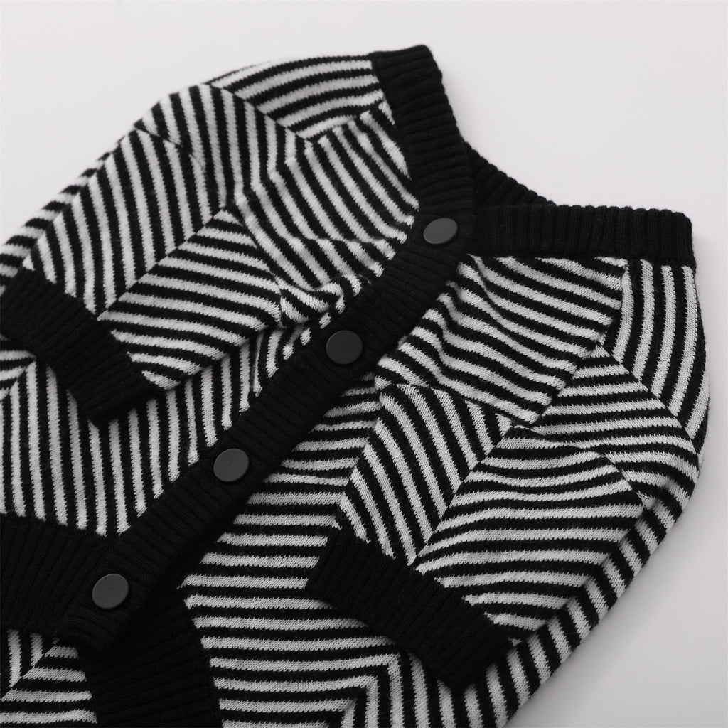 Zig Zag Striped Cardigan Sweater