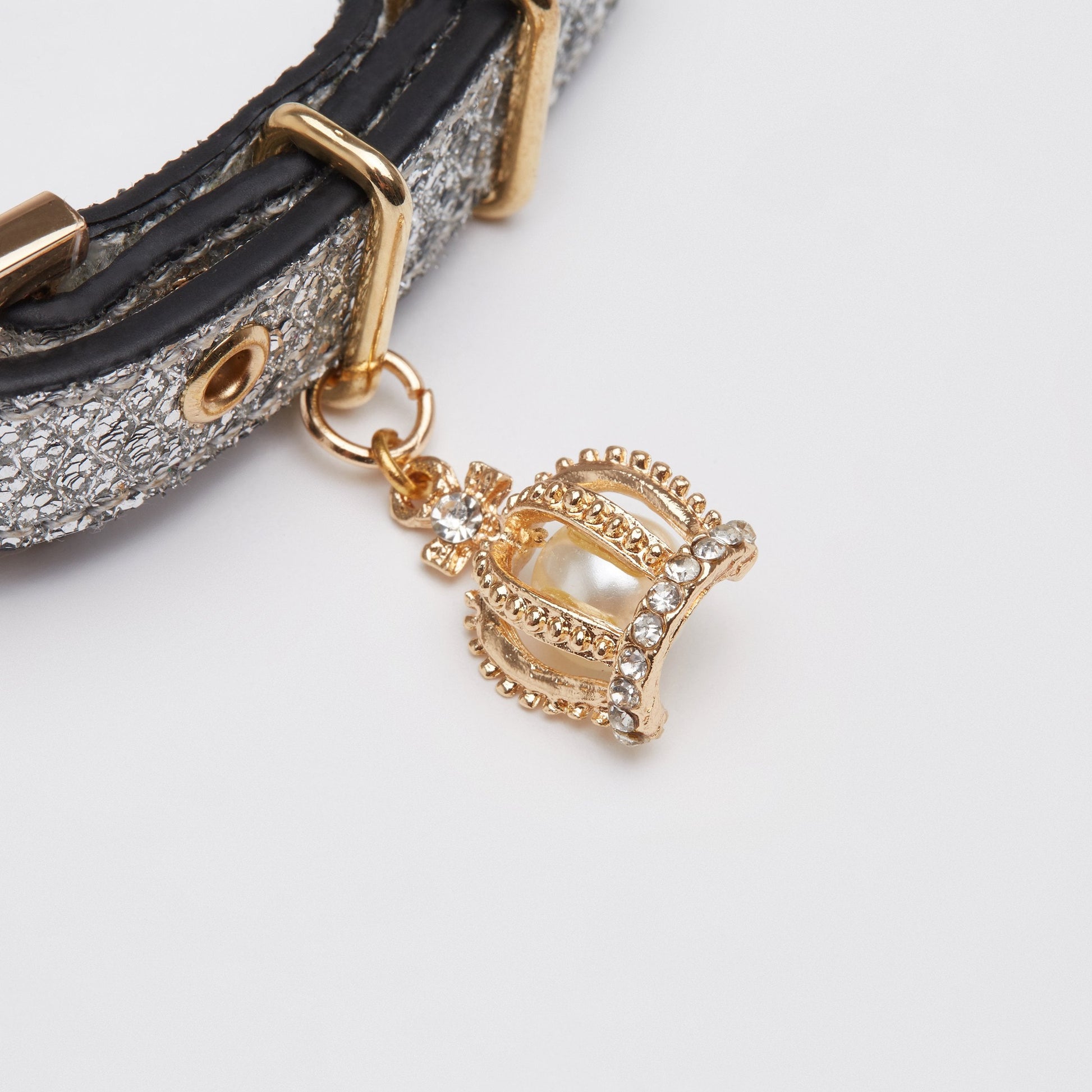 Silver Glitter Collar with Crown