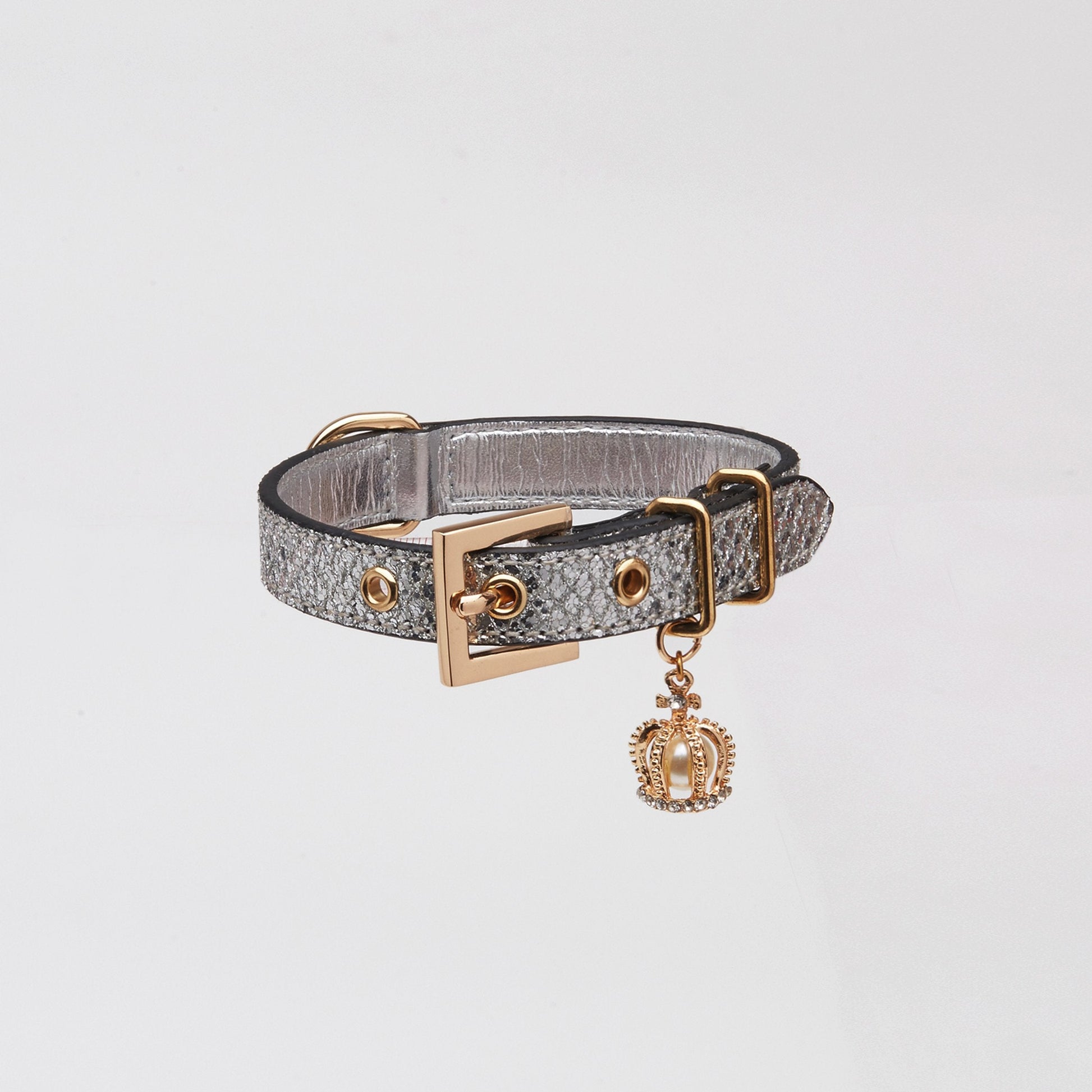 Silver Glitter Collar with Crown
