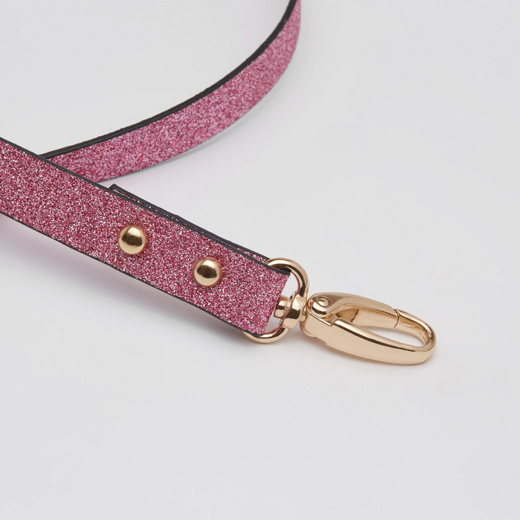 Glitter Lead in Shiny Silver or Studded Rose